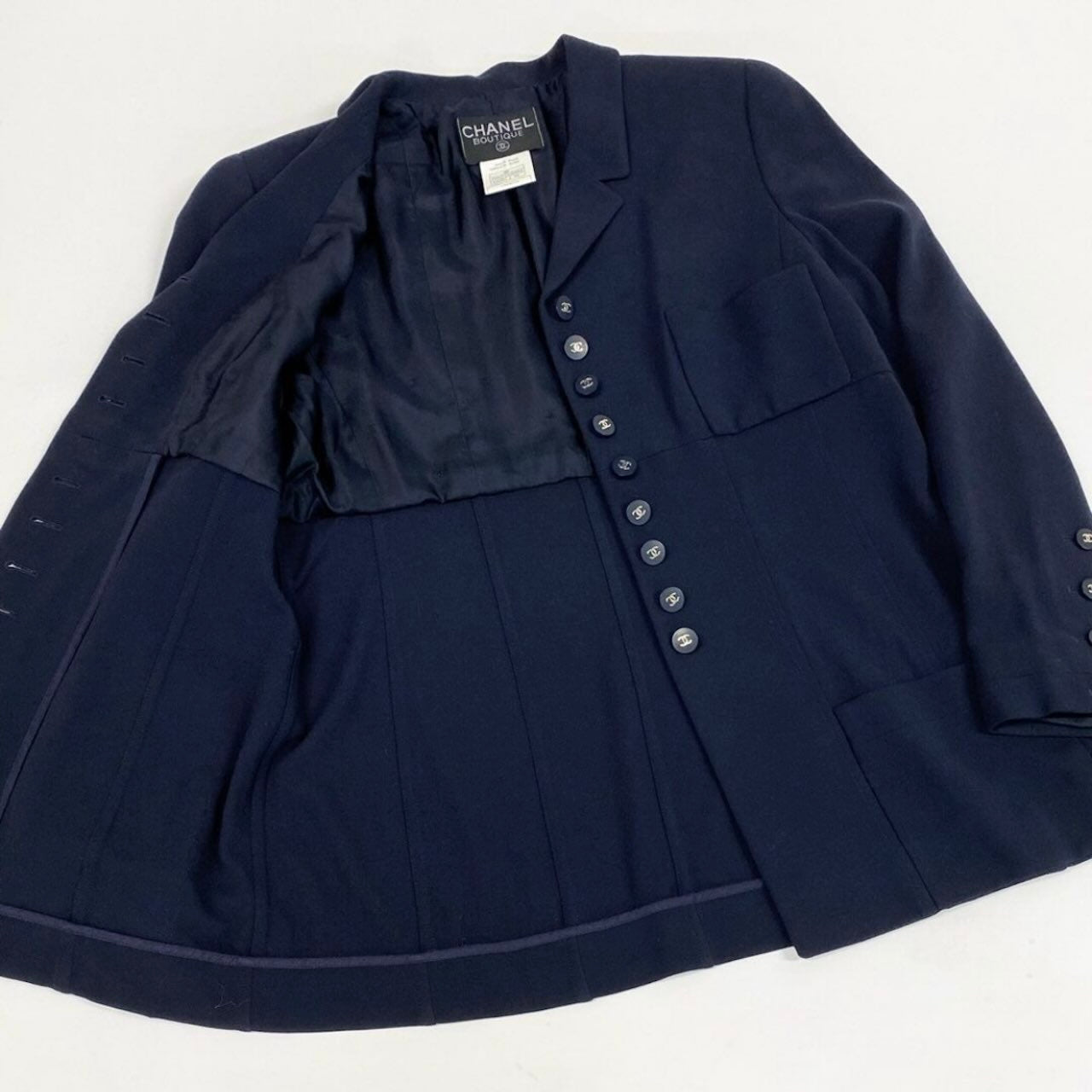 CHANEL シャネル CHANEL BOUTIQUE 1996 ネイビー ウール P06370 テーラードジャケット レディース AB