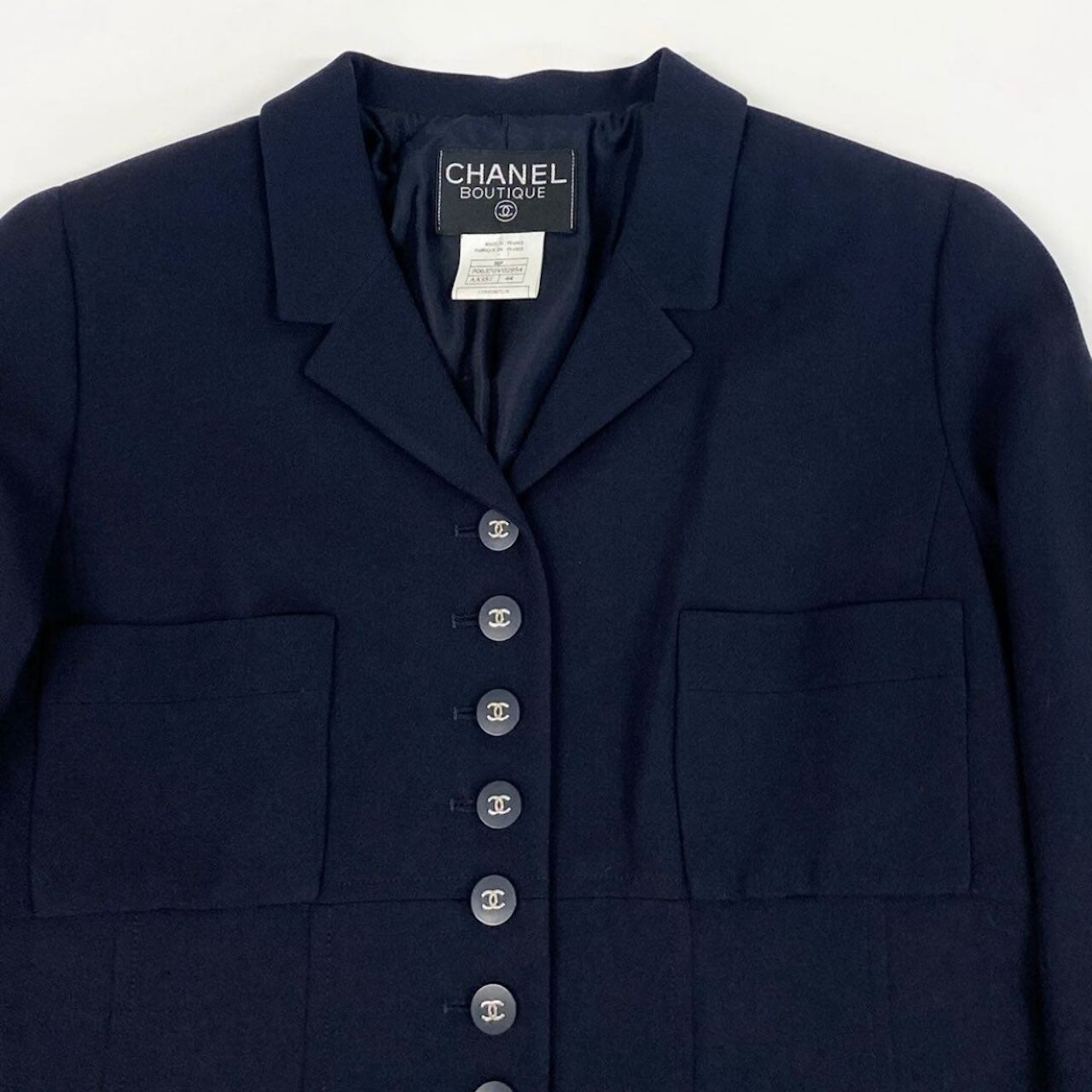 CHANEL シャネル CHANEL BOUTIQUE 1996 ネイビー ウール P06370 テーラードジャケット レディース AB