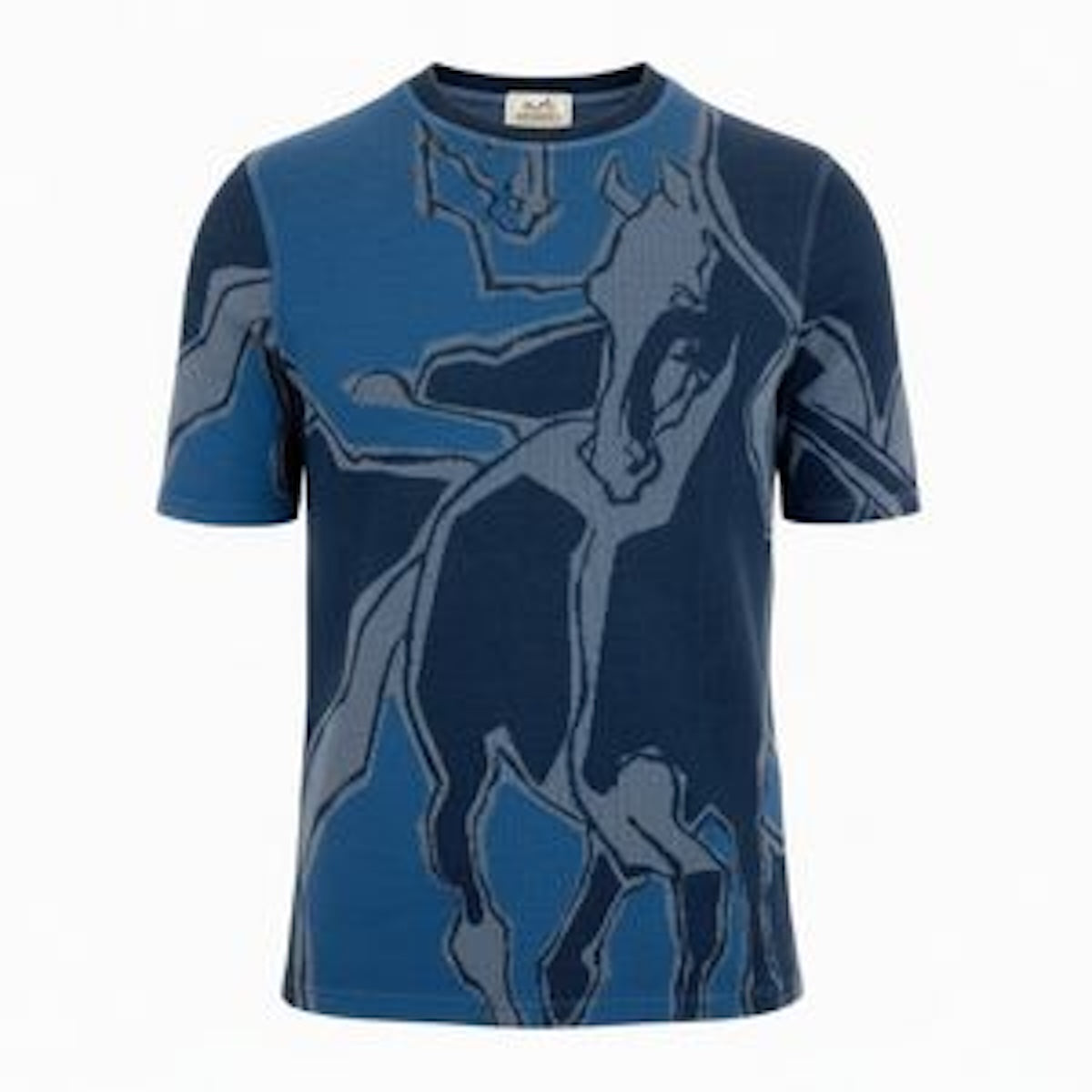 HERMES エルメス Dance of Horses ネイビー コットン 半袖Ｔシャツ メンズ AB