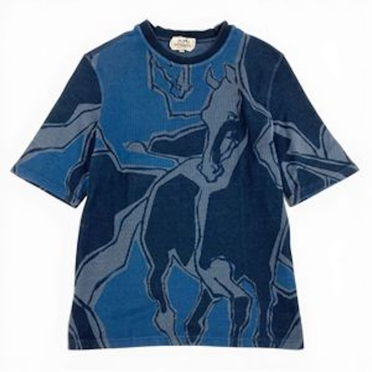 HERMES エルメス Dance of Horses ネイビー コットン 半袖Ｔシャツ メンズ AB