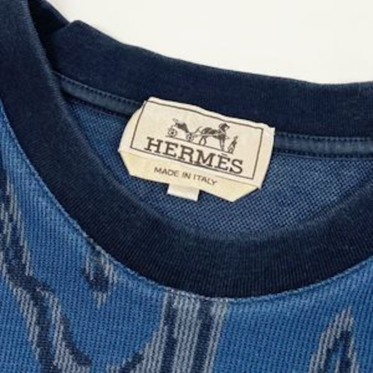 HERMES エルメス Dance of Horses ネイビー コットン 半袖Ｔシャツ メンズ AB