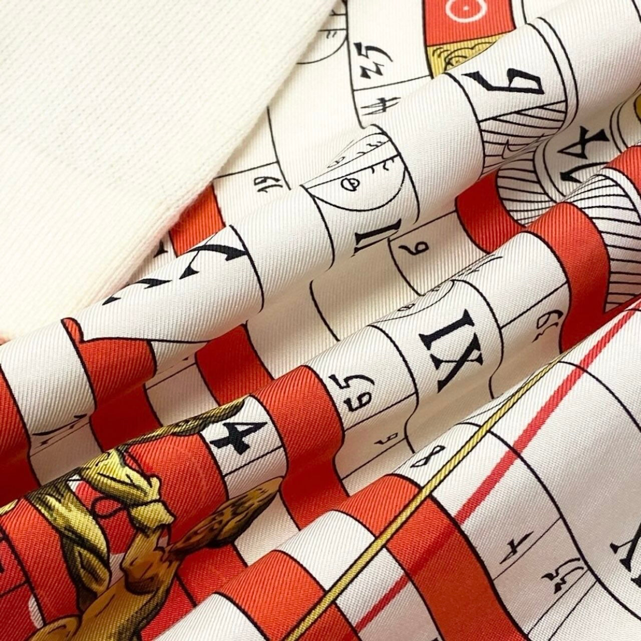 HERMES エルメス DIES ET HORE ホワイト シルク / コットン ポロシャツ メンズ B