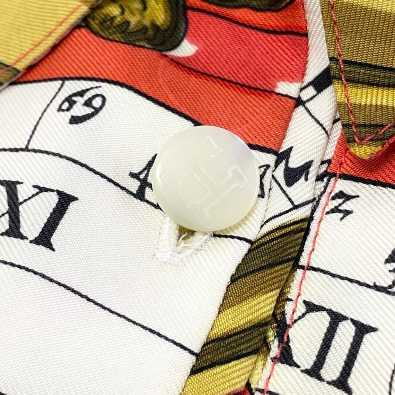HERMES エルメス DIES ET HORE ホワイト シルク / コットン ポロシャツ メンズ B
