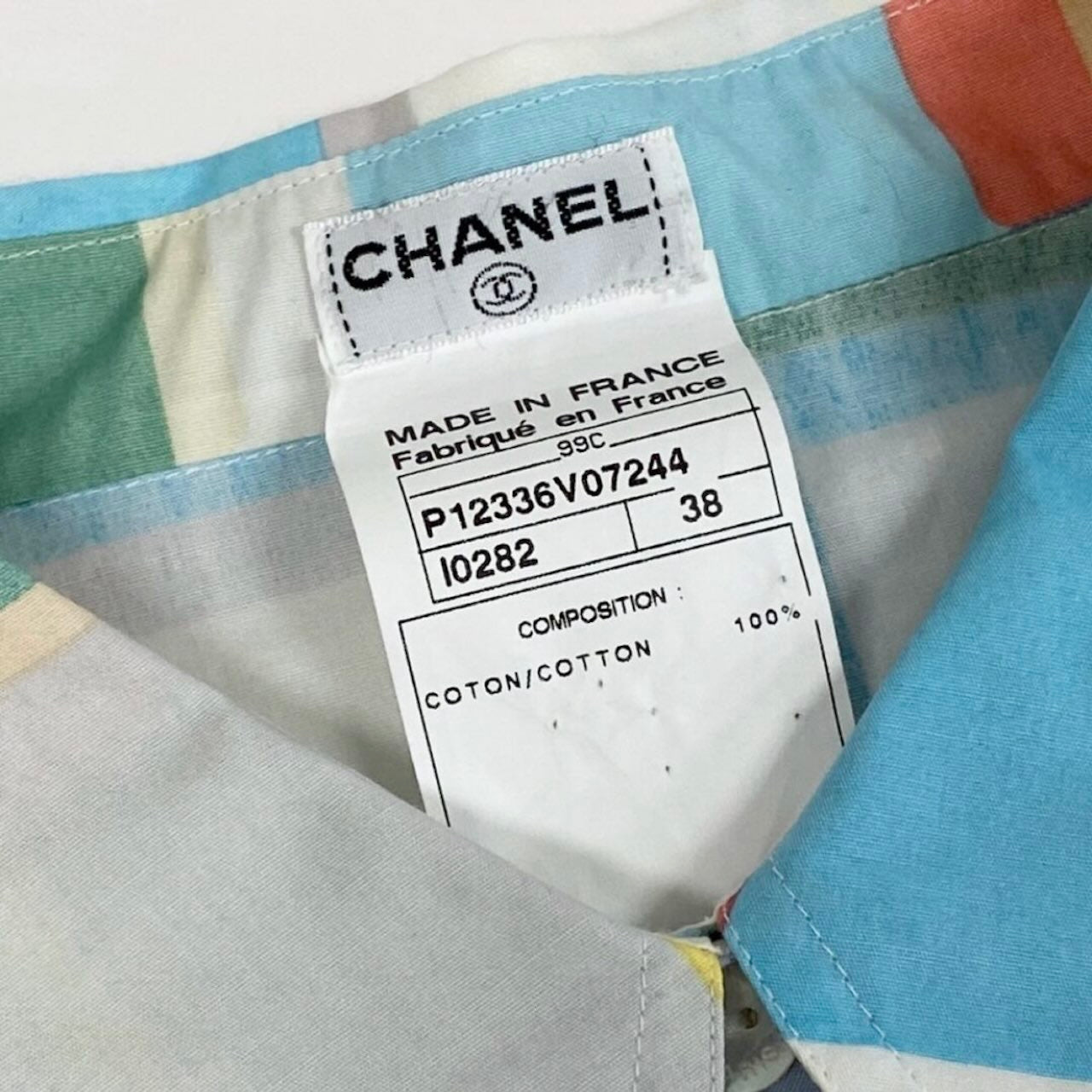 CHANEL シャネル 1999年 シャツクルーズコレクション オーバーシャツ マルチカラー コットン P12336 長袖シャツ レディース A