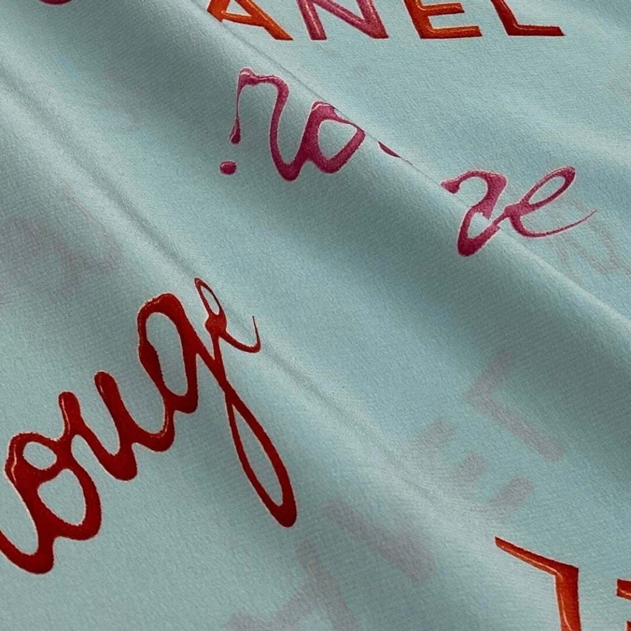 CHANEL シャネル ヴィンテージ 1996年 96P ロゴプリント ブルー シルク P29135 半袖Ｔシャツ レディース ABP