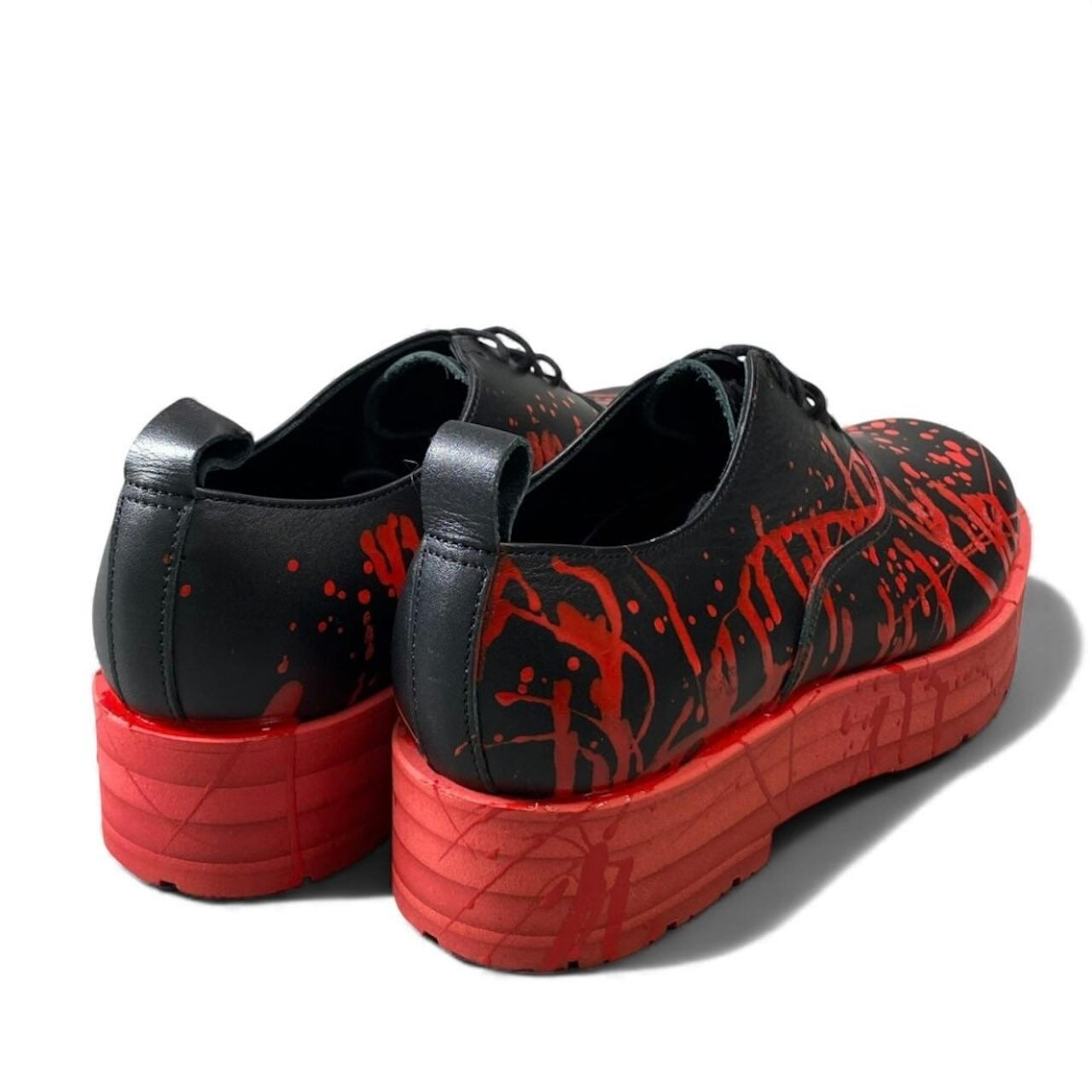 COMME des GARCONS HOMME PLUS コムデギャルソンオムプリュス 17SS KING IS NAKED 裸の王様 ペイント加工 ブラック レッド レザー スニーカー メンズ SA