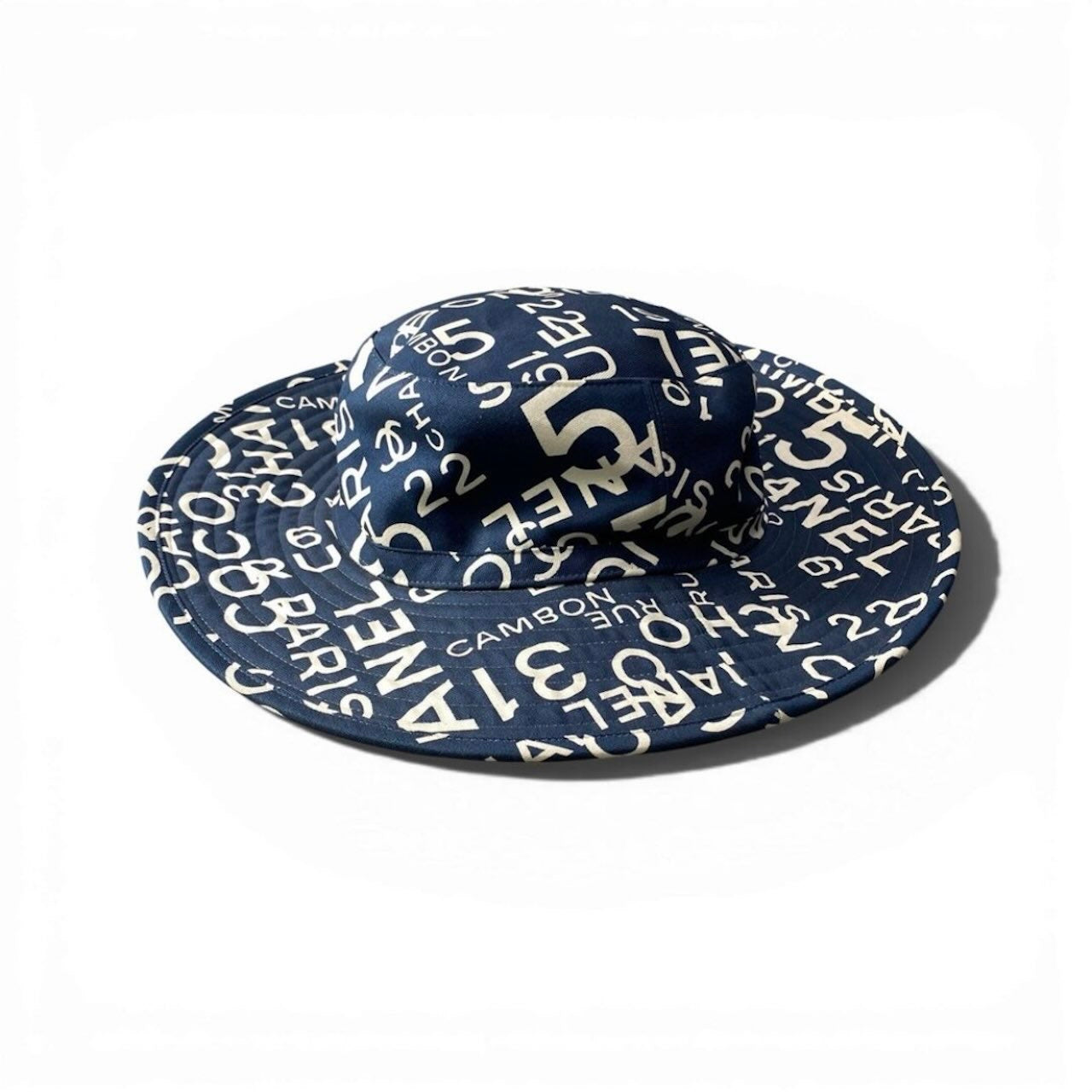 CHANEL シャネル 2002 By Sea Logo Coco Mark Bucket Hat ネイビー コットン ハット レディース AB