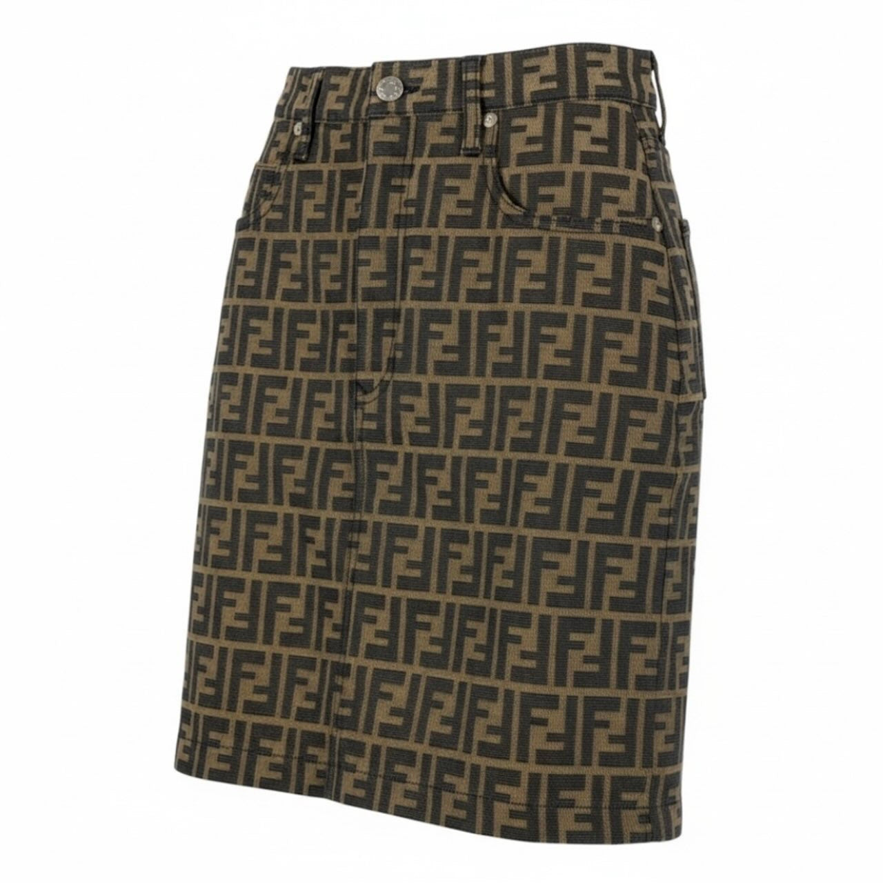 FENDI フェンディ タイトミニスカート ズッカ柄 ブラウン ポリエステル / コットン ミニスカート レディース ABP