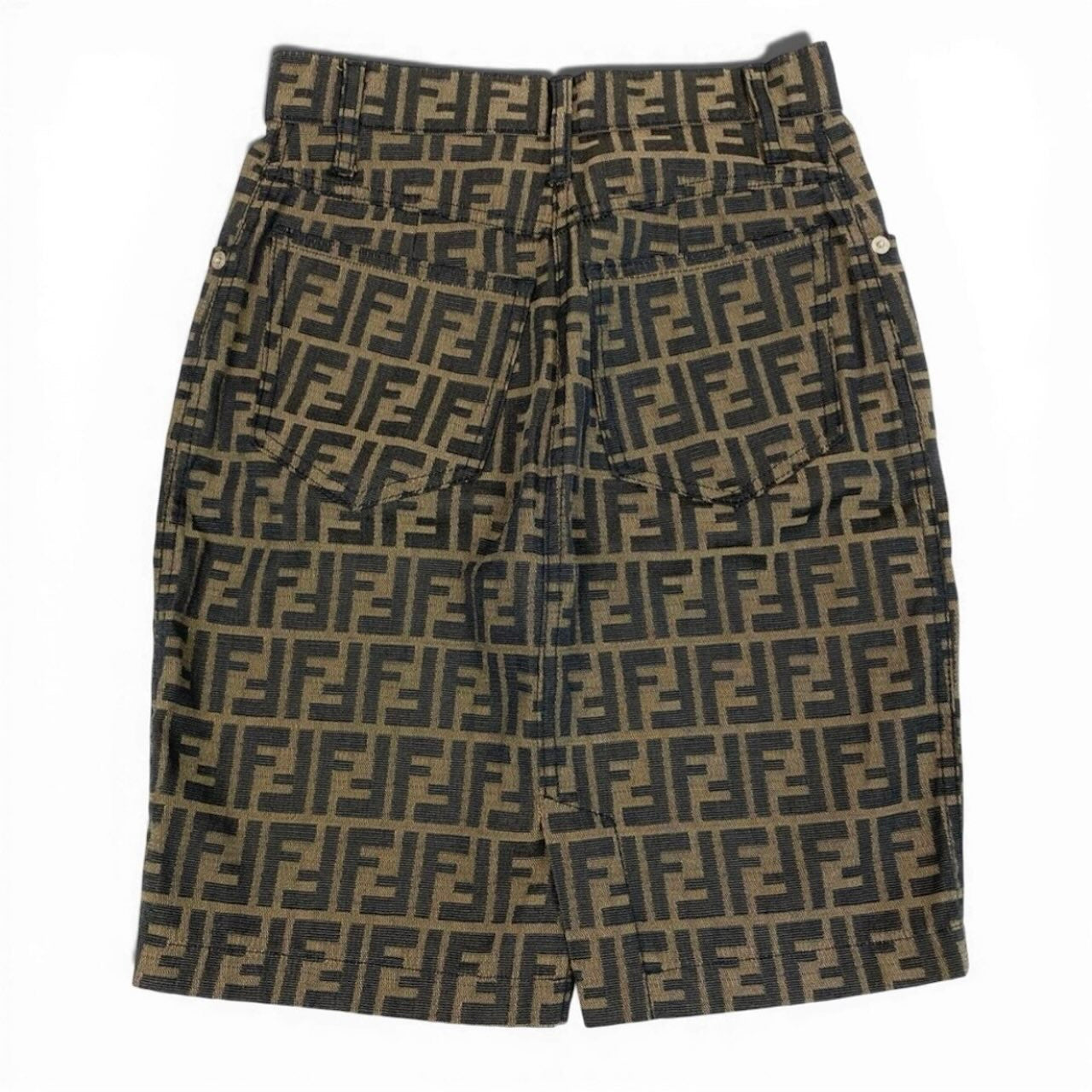 FENDI フェンディ タイトミニスカート ズッカ柄 ブラウン ポリエステル / コットン ミニスカート レディース ABP
