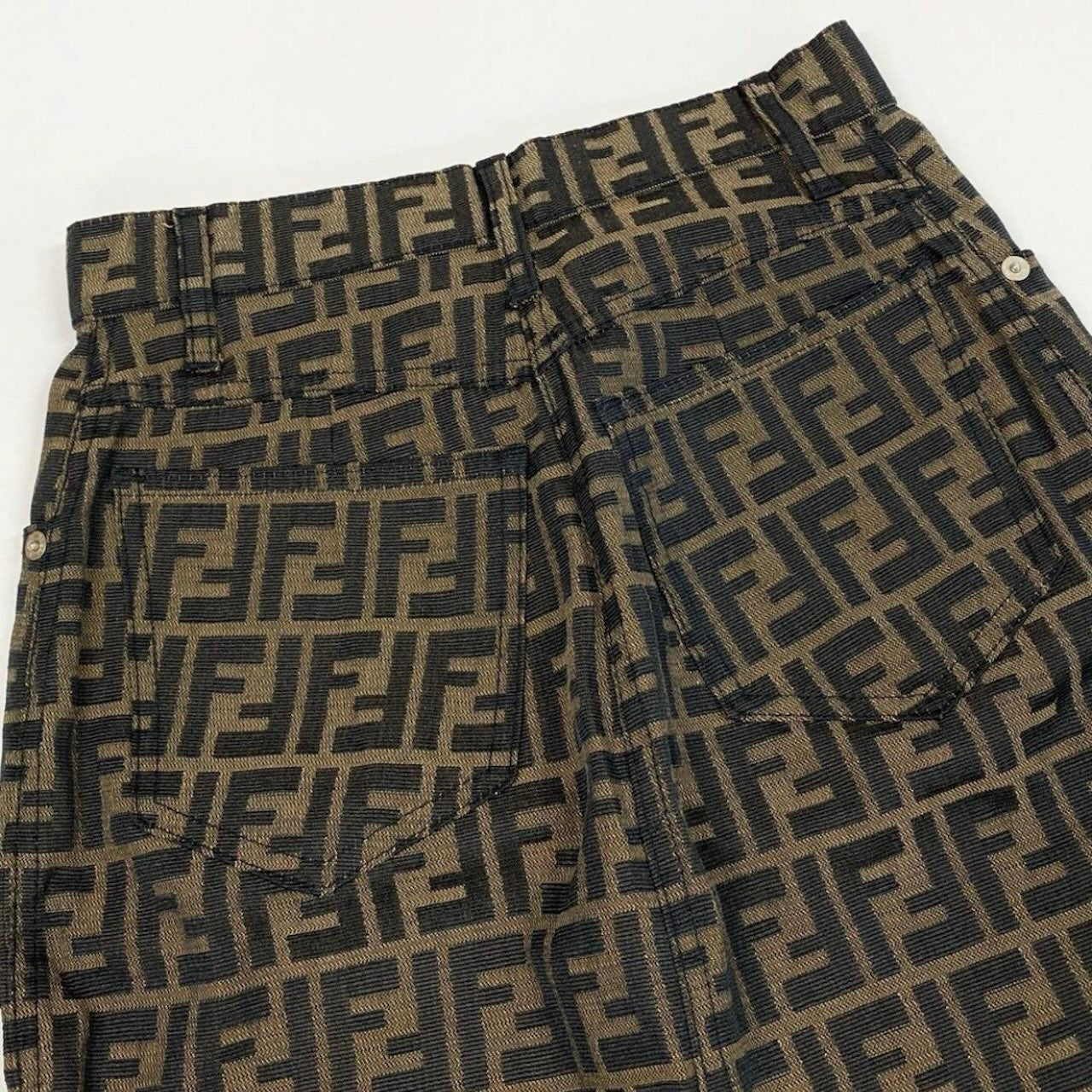 FENDI フェンディ タイトミニスカート ズッカ柄 ブラウン ポリエステル / コットン ミニスカート レディース ABP