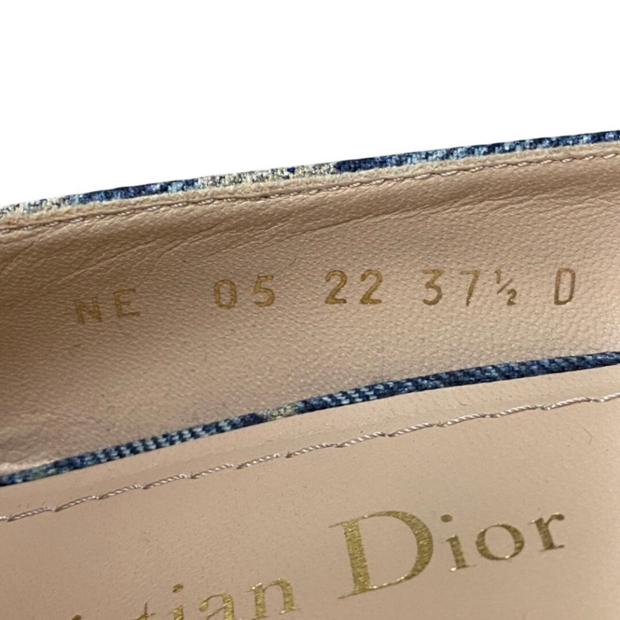 Christian Dior クリスチャンディオール Flower Printed Denim Bellet パンプス ブルー デニム パンプス レディース SA