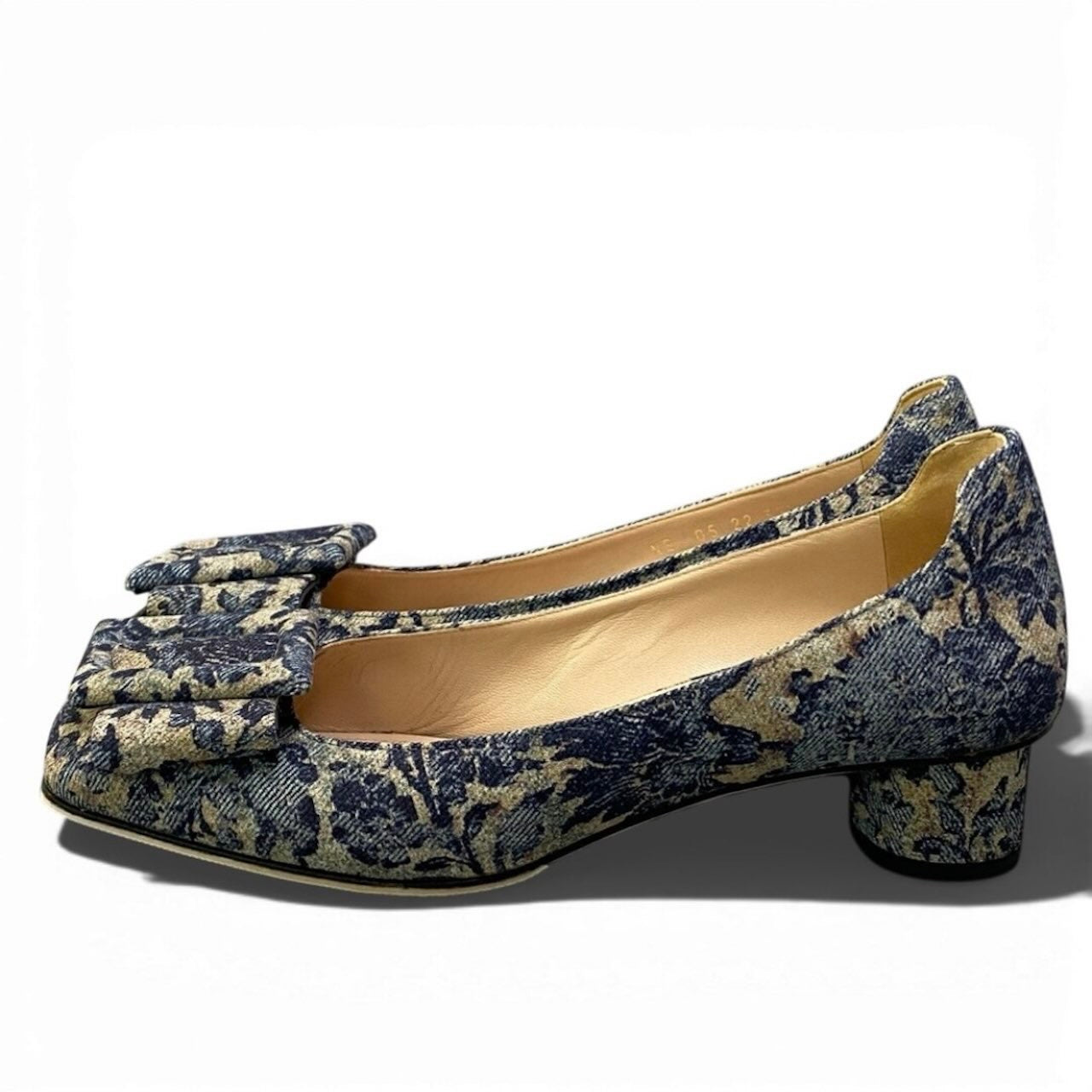 Christian Dior クリスチャンディオール Flower Printed Denim Bellet パンプス ブルー デニム パンプス レディース SA