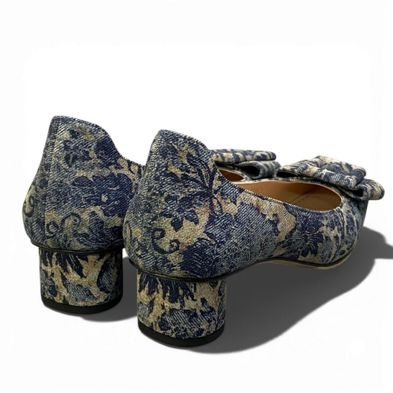Christian Dior クリスチャンディオール Flower Printed Denim Bellet パンプス ブルー デニム パンプス レディース SA