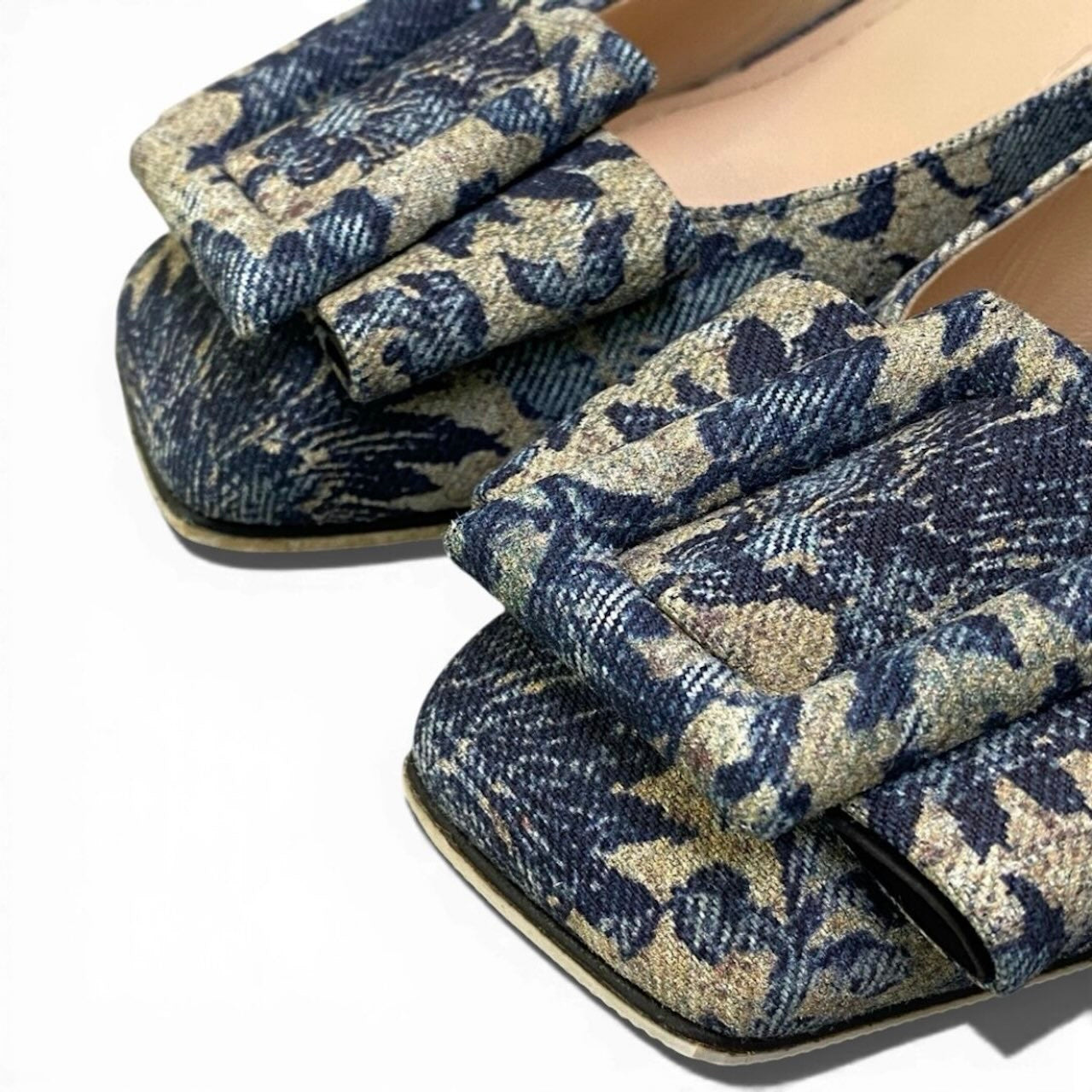 Christian Dior クリスチャンディオール Flower Printed Denim Bellet パンプス ブルー デニム パンプス レディース SA
