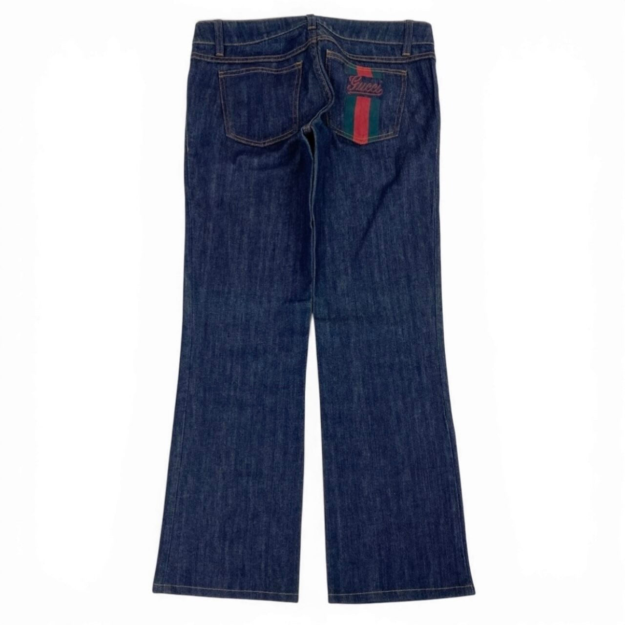GUCCI グッチ シェリーライン ポケットロゴ入り ジーンズ インディゴ コットン / ポリウレタン デニムパンツ レディース ABP