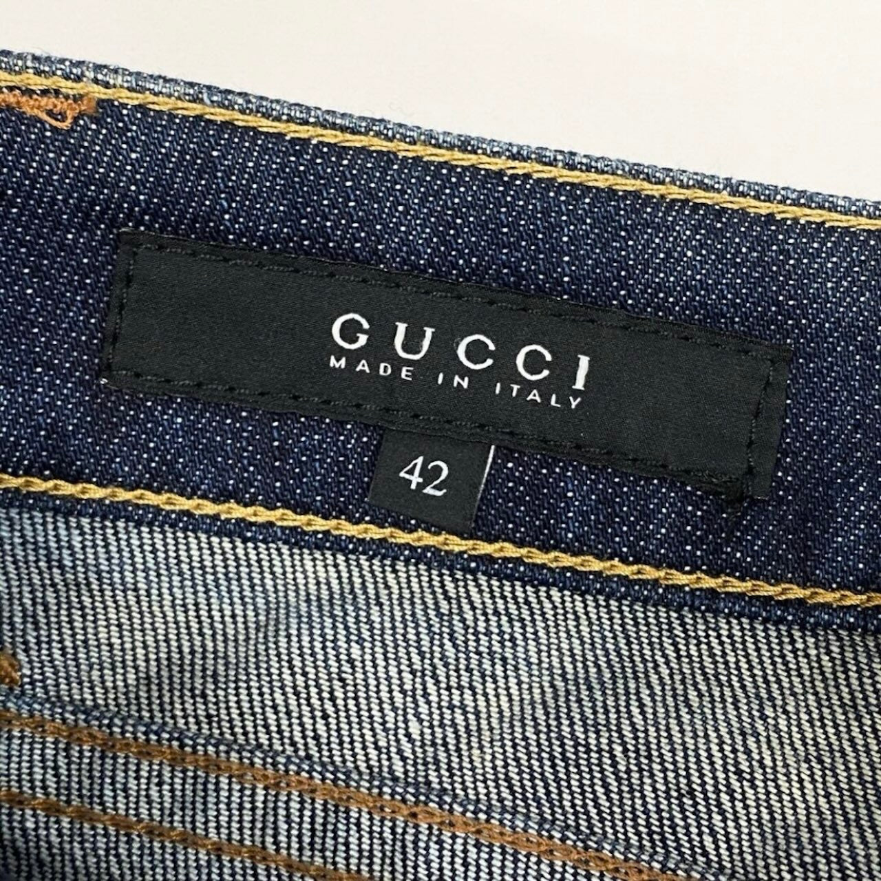 GUCCI グッチ シェリーライン ポケットロゴ入り ジーンズ インディゴ コットン / ポリウレタン デニムパンツ レディース ABP