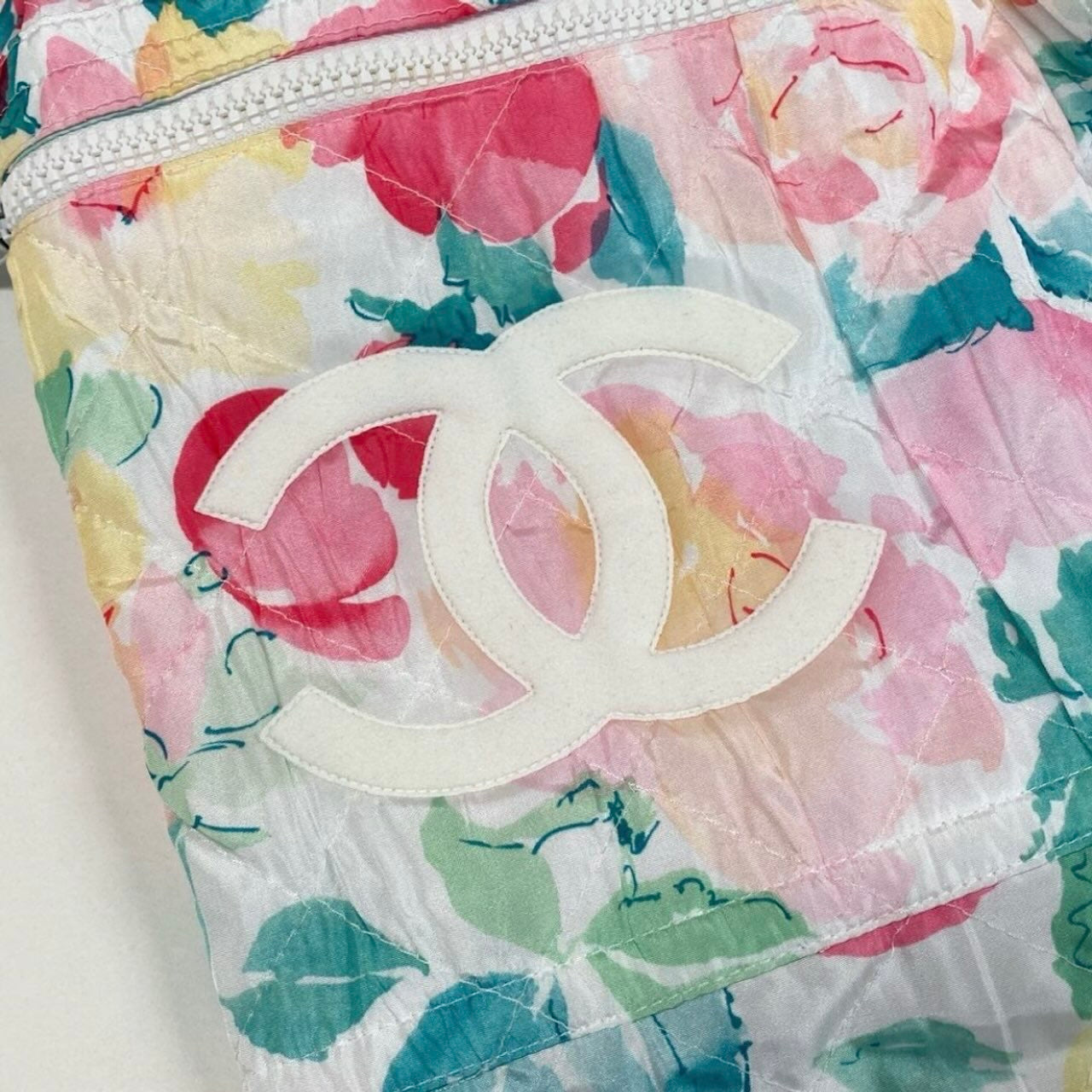 CHANEL シャネル ヴィンテージ 1995年 ココマーク サイドジップ スリット マルチカラー ポリエステル ミニスカート レディース AB