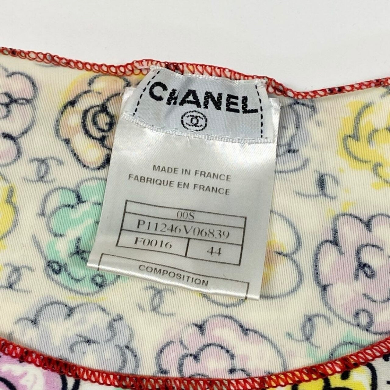 CHANEL シャネル ヴィンテージ 2000年SS 00S P11246 マイヨ素材 ココマーク マルチカラー ポリアミド / ポリウレタン 半袖Ｔシャツ レディース ABP