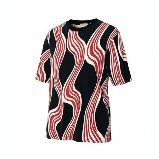 MONCLER モンクレール JW Anderson ALL OVER PRINT SS ブラック レッド コットン 半袖Ｔシャツ メンズ ABP
