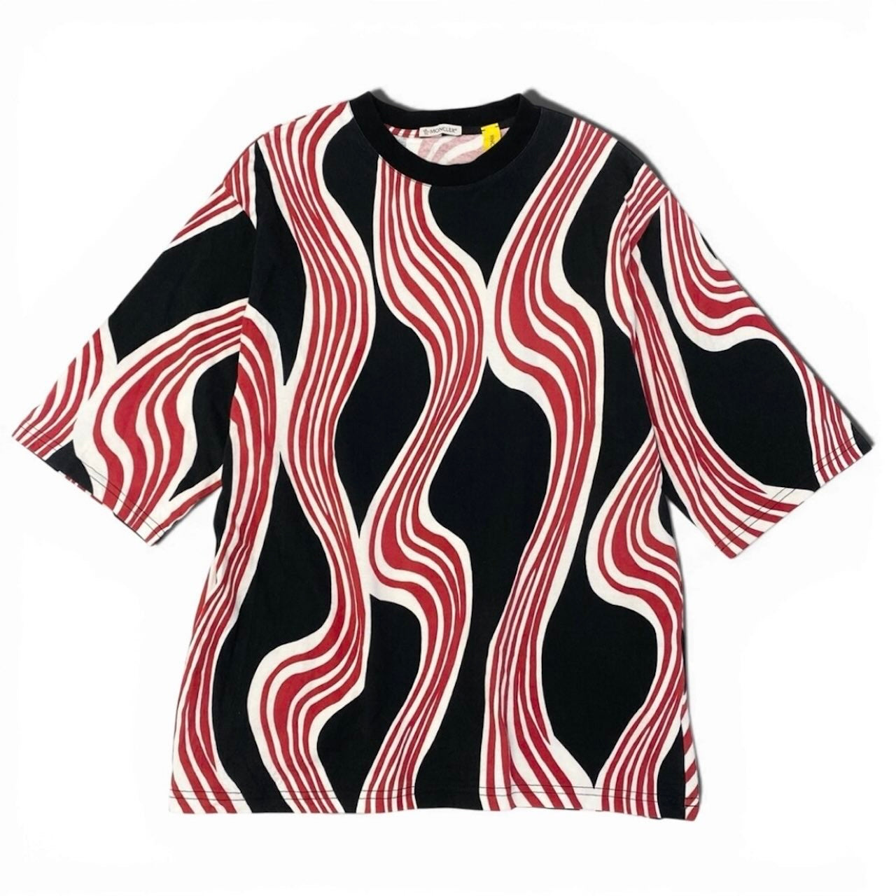 MONCLER モンクレール JW Anderson ALL OVER PRINT SS ブラック レッド コットン 半袖Ｔシャツ メンズ ABP