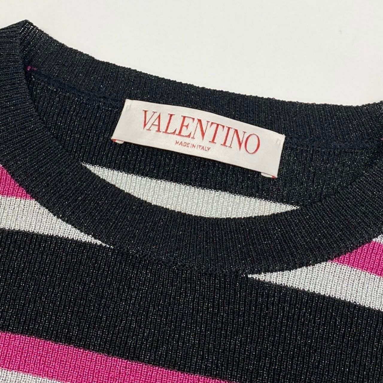VALENTINO ヴァレンティノ 2021年 袖ロゴ入り ラメ混紡 タイトニットセーター サマーニット マルチカラー レーヨン / ポリエステル ニット レディース SA