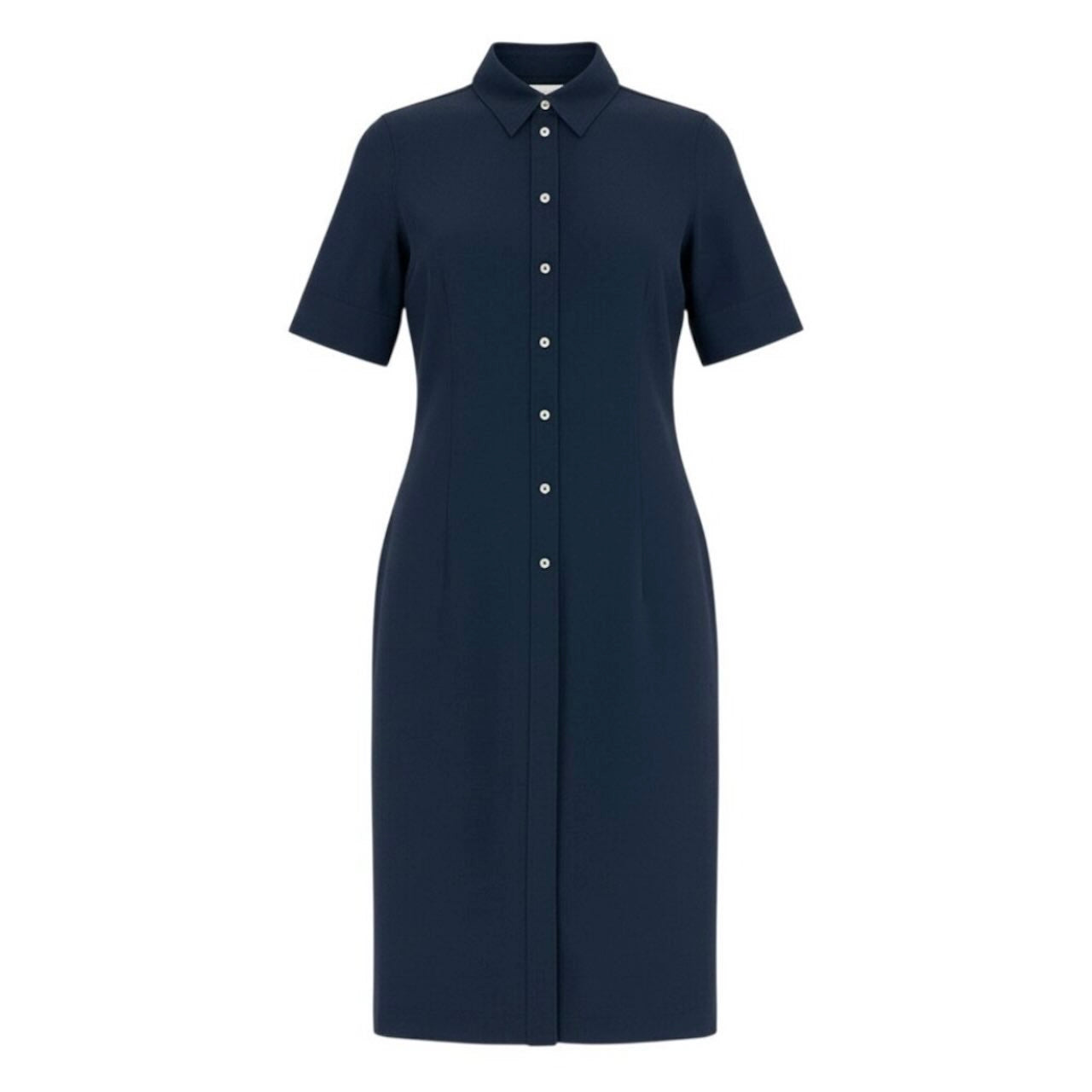 JIL SANDER ジルサンダー シャツワンピース ロングワンピース 半袖 ネイビー コットン / シルク ワンピース レディース AB