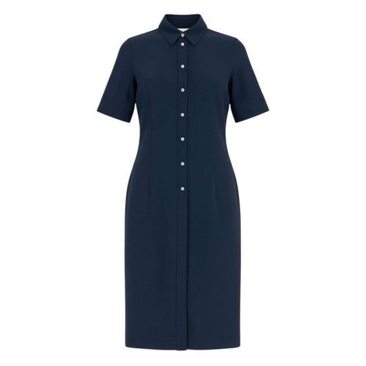 JIL SANDER ジルサンダー シャツワンピース ロングワンピース 半袖 ネイビー コットン / シルク ワンピース レディース AB