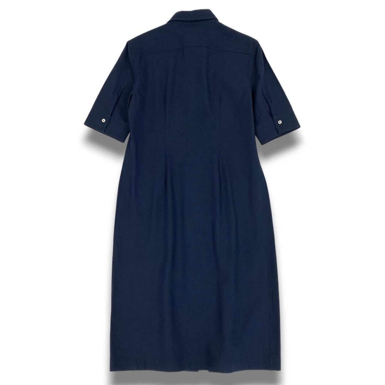 JIL SANDER ジルサンダー シャツワンピース ロングワンピース 半袖 ネイビー コットン / シルク ワンピース レディース AB