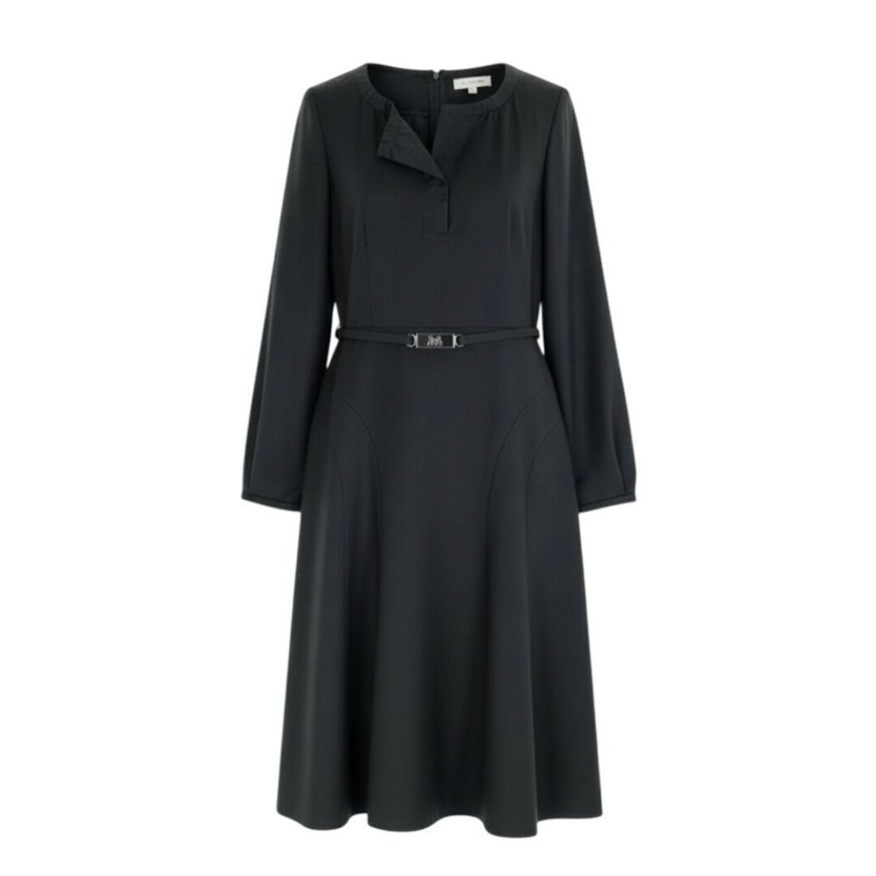 CELINE セリーヌ ヴィンテージ 馬車ベルト付き Aラインワンピース グレー ウール / レーヨン / ポリウレタン ワンピース レディース AB
