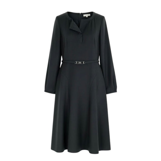 CELINE セリーヌ ヴィンテージ 馬車ベルト付き Aラインワンピース グレー ウール / レーヨン / ポリウレタン ワンピース レディース AB