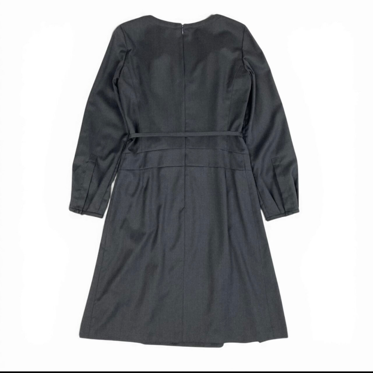 CELINE セリーヌ ヴィンテージ 馬車ベルト付き Aラインワンピース グレー ウール / レーヨン / ポリウレタン ワンピース レディース AB