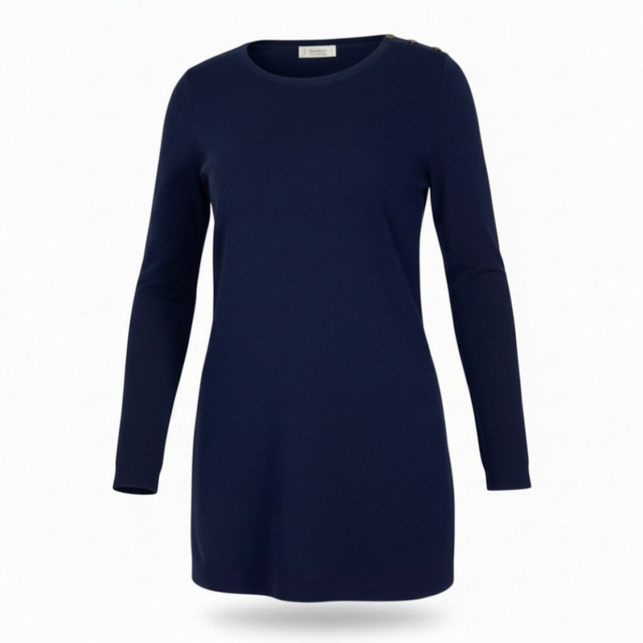 Yves Saint Laurent rive gauche イヴサンローランリヴゴーシュ 長袖ニット ゴールドボタン ネイビー レーヨン ニット レディース AB