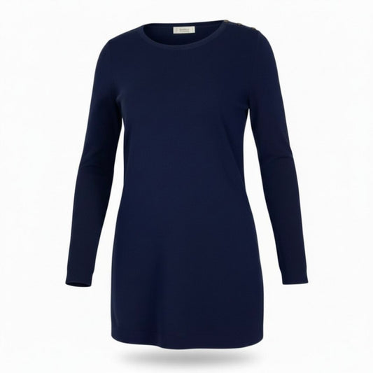 Yves Saint Laurent rive gauche イヴサンローランリヴゴーシュ 長袖ニット ゴールドボタン ネイビー レーヨン ニット レディース AB