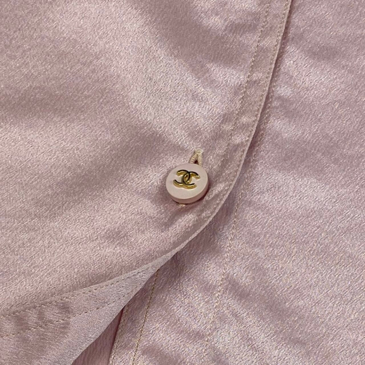 CHANEL シャネル ヴィンテージ 1996年 ココマークボタン シルクシャツ シルクブラウス ピンク シルク ブラウス レディース AB