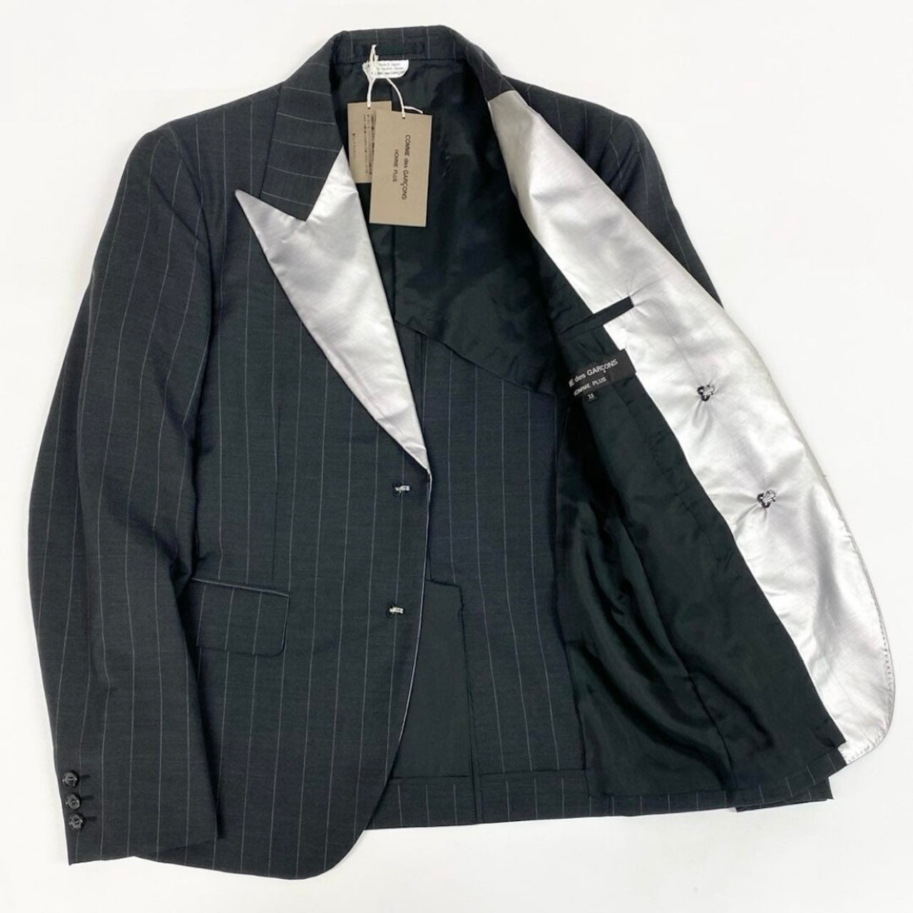 COMME des GARCONS HOMME PLUS コムデギャルソンオムプリュス シルバー襟 ストライプ グレー シルバー ウール / ポリエステル / モヘア キュプラ PG-J037-051-1-1 テーラードジャケット メンズ B