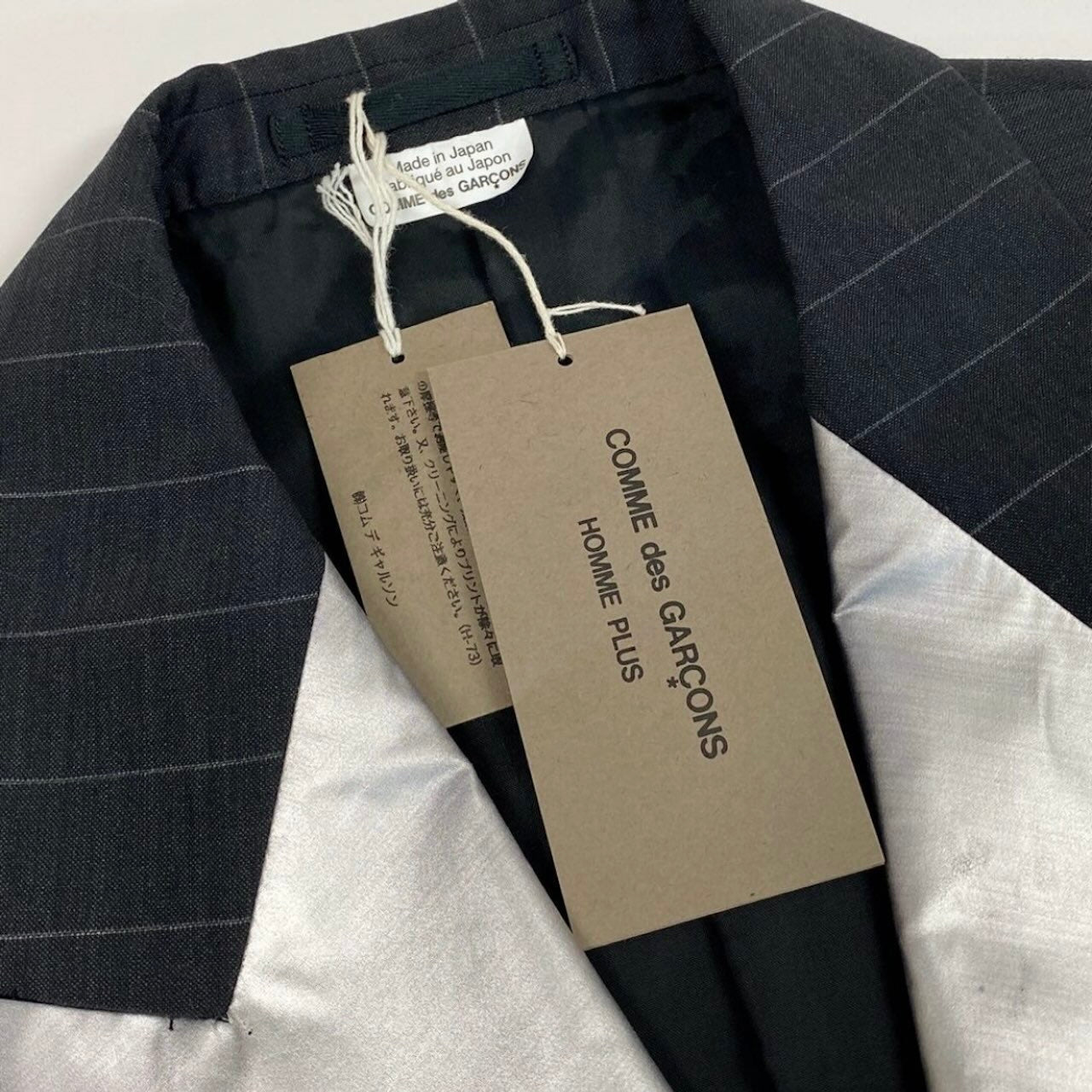 COMME des GARCONS HOMME PLUS コムデギャルソンオムプリュス シルバー襟 ストライプ グレー シルバー ウール / ポリエステル / モヘア キュプラ PG-J037-051-1-1 テーラードジャケット メンズ B
