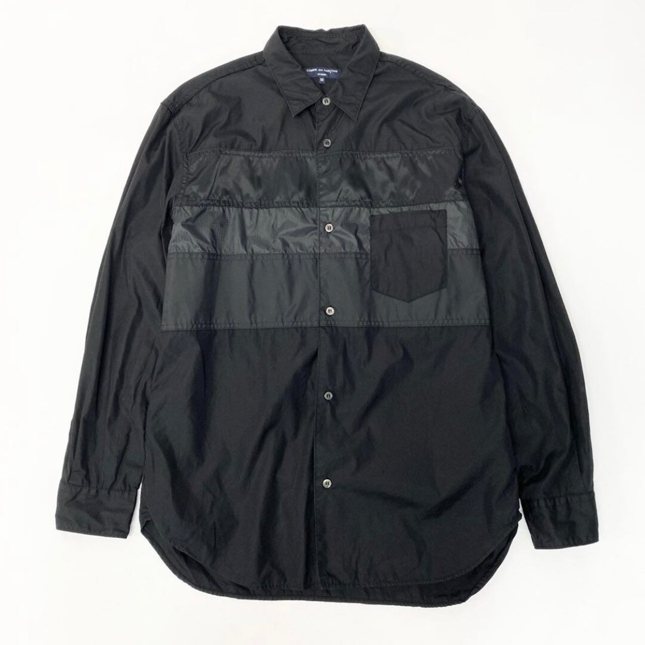 COMME des GARCONS コムデギャルソン パッチワークシャツ 異素材切替 AD2023 ブラック ポリエステル HL-B001 長袖シャツ メンズ B