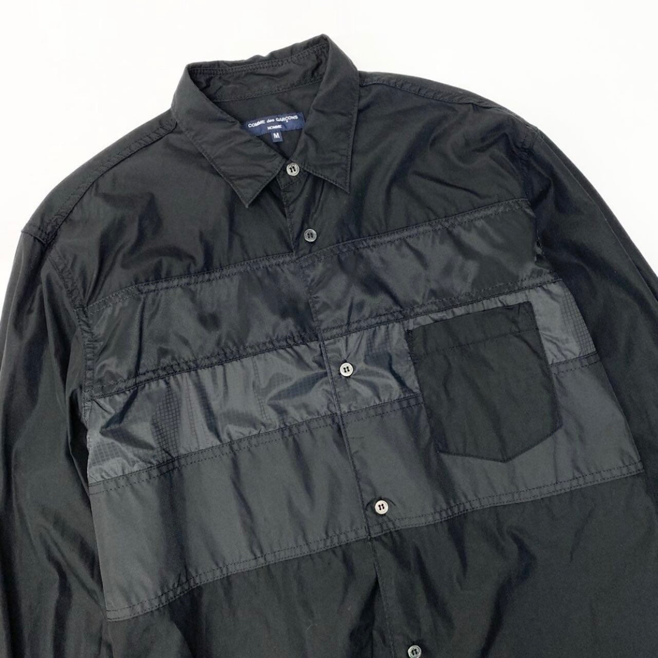 COMME des GARCONS コムデギャルソン パッチワークシャツ 異素材切替 AD2023 ブラック ポリエステル HL-B001 長袖シャツ メンズ B