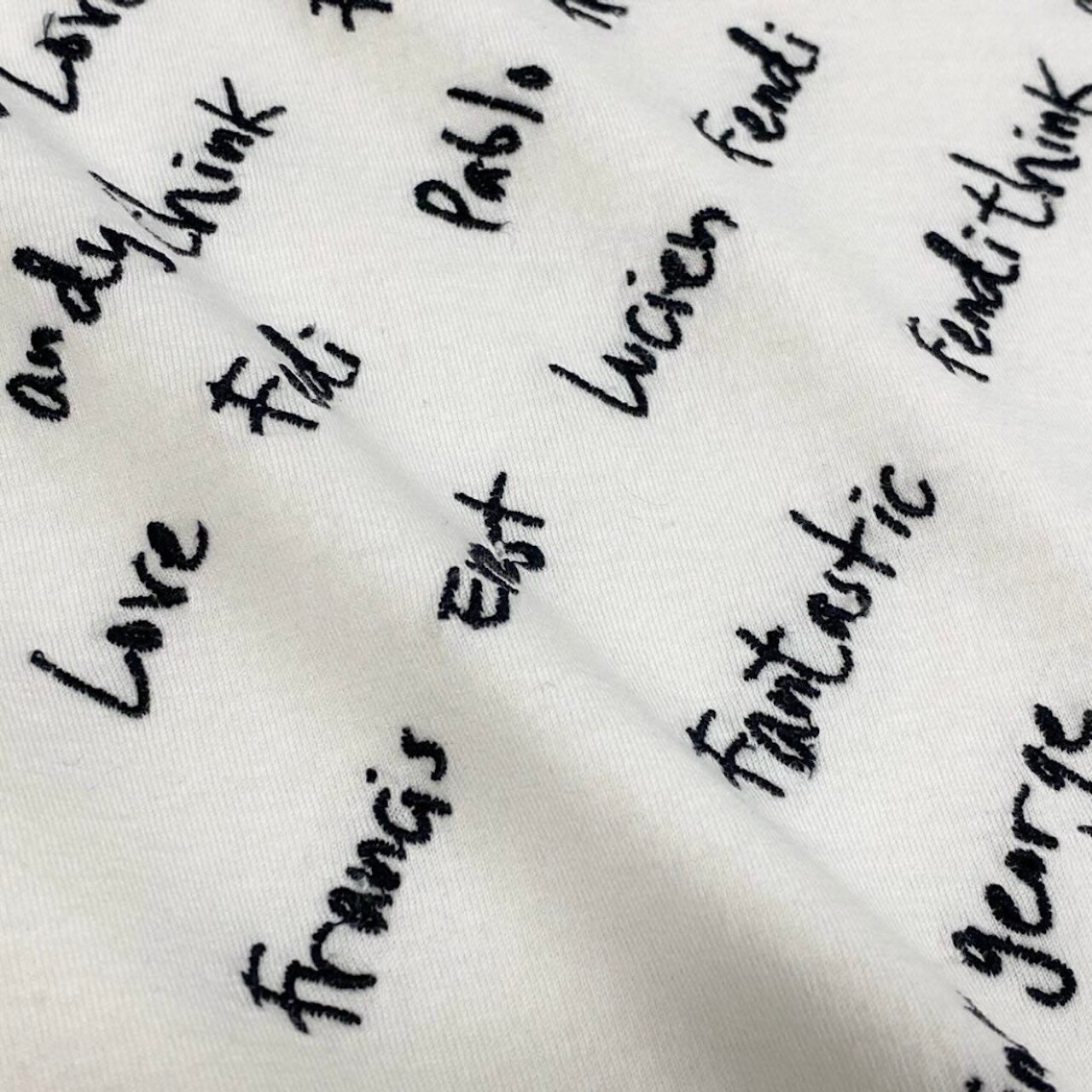 FENDI フェンディ クルーネックTシャツ エンブロイダリーTシャツ 文字刺繍 ホワイト コットン 半袖Ｔシャツ メンズ B