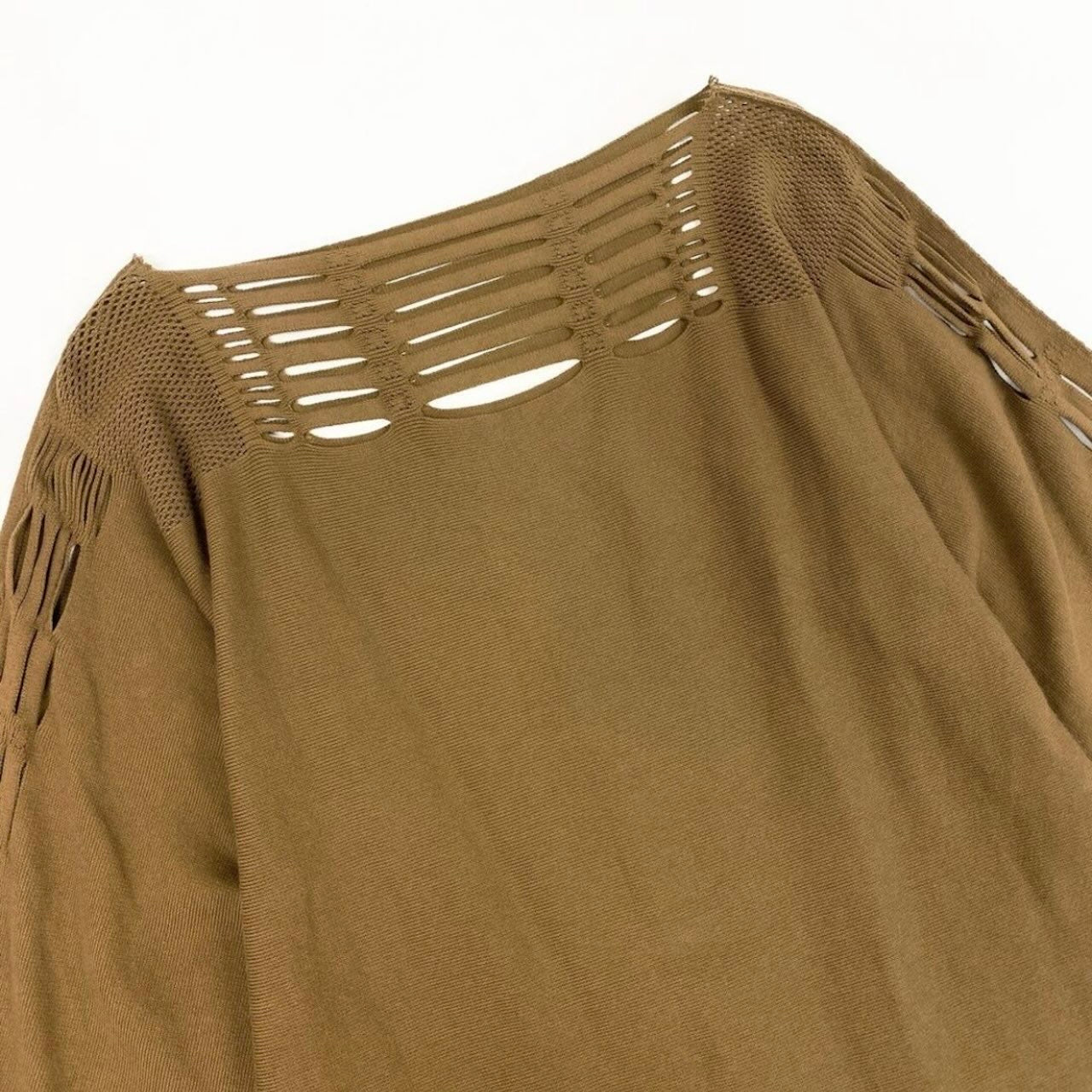 ISSEY MIYAKE A-POC INSIDE イッセイミヤケ エイポック インサイド カットワーク ニットカットソー トップス フリンジ ベージュ コットン / ナイロン IM33KK322 半袖Ｔシャツ レディース AB