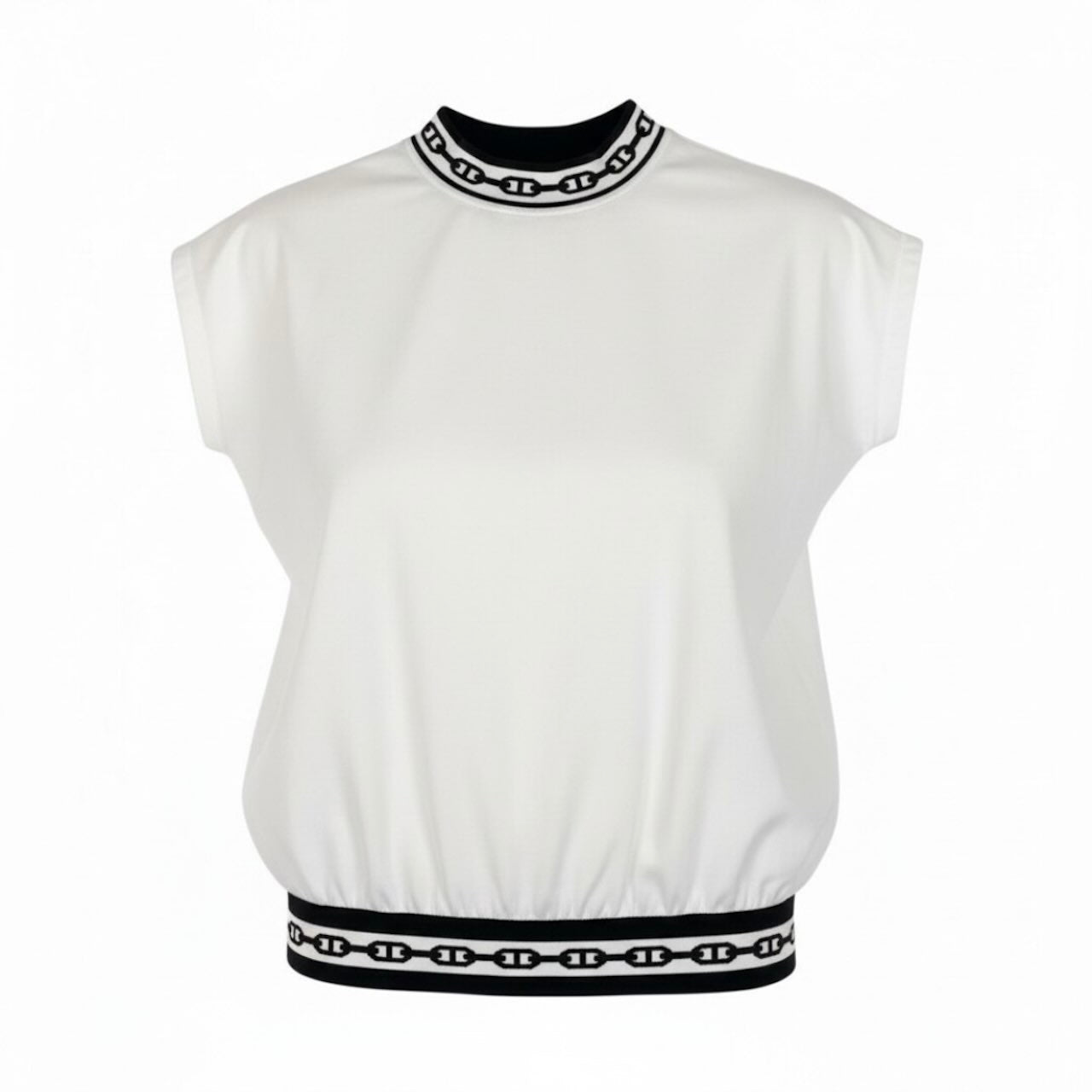 HERMES エルメス シェーヌダンクル リブニット 半袖カットソー ホワイト コットン / ナイロン / ポリウレタン 半袖Ｔシャツ レディース B