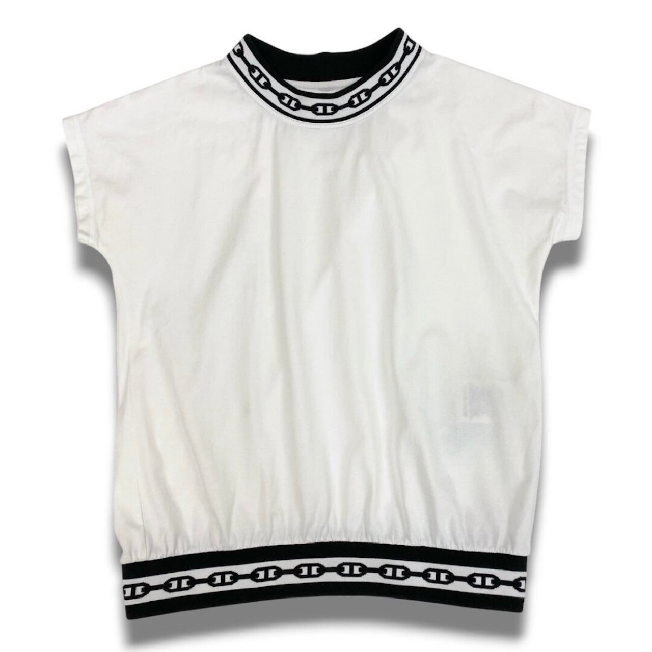 HERMES エルメス シェーヌダンクル リブニット 半袖カットソー ホワイト コットン / ナイロン / ポリウレタン 半袖Ｔシャツ レディース B