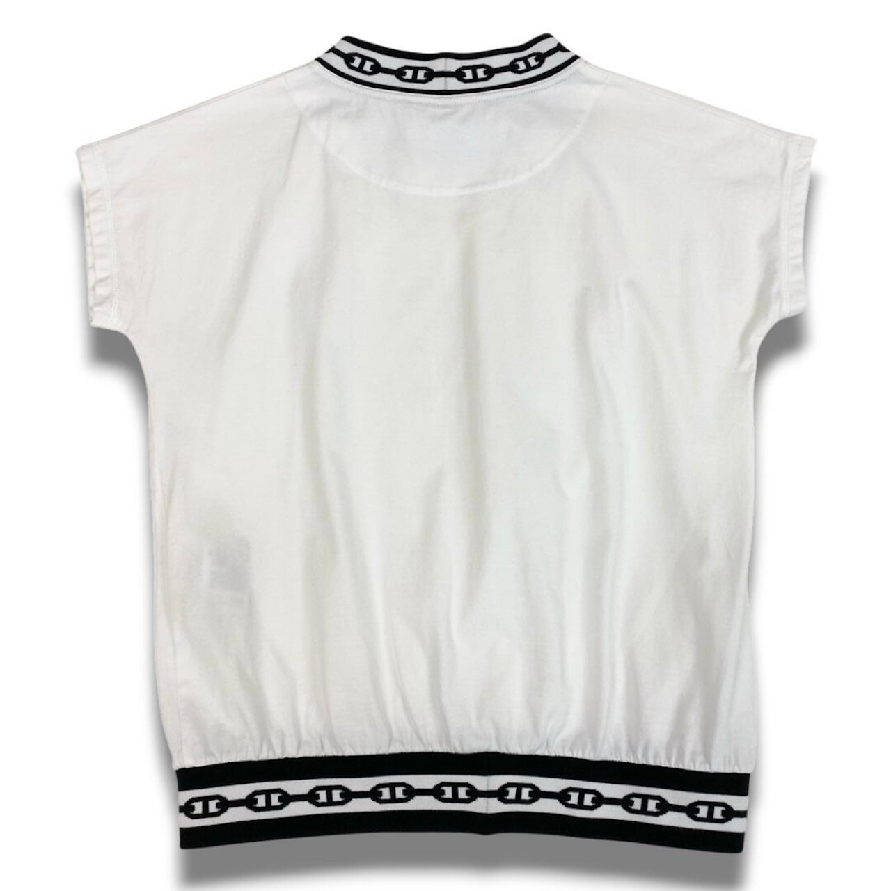 HERMES エルメス シェーヌダンクル リブニット 半袖カットソー ホワイト コットン / ナイロン / ポリウレタン 半袖Ｔシャツ レディース B
