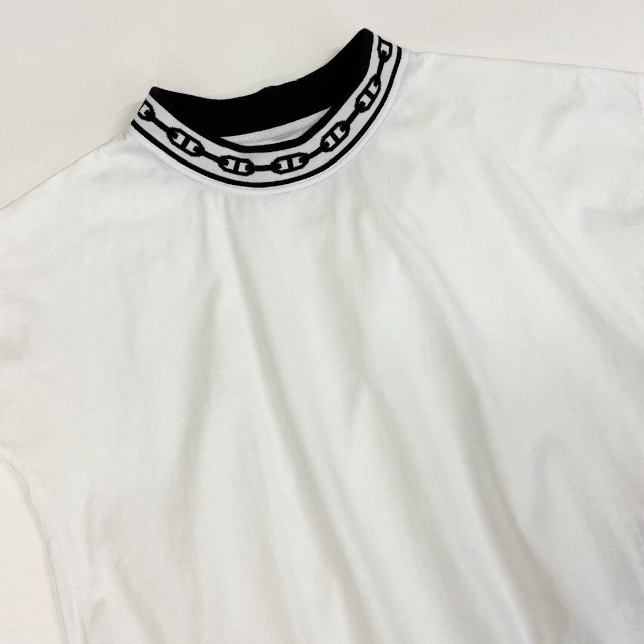 HERMES エルメス シェーヌダンクル リブニット 半袖カットソー ホワイト コットン / ナイロン / ポリウレタン 半袖Ｔシャツ レディース B