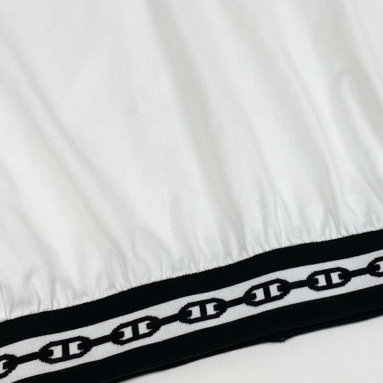 HERMES エルメス シェーヌダンクル リブニット 半袖カットソー ホワイト コットン / ナイロン / ポリウレタン 半袖Ｔシャツ レディース B