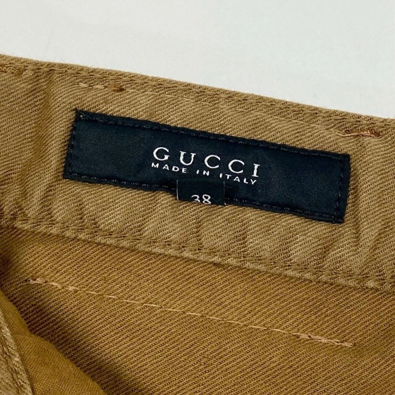 GUCCI グッチ レースアップ ジョッパーパンツ リネンパンツ ライトブラウン リネン / コットン / ポリウレタン 牛革 パンツ レディース AB