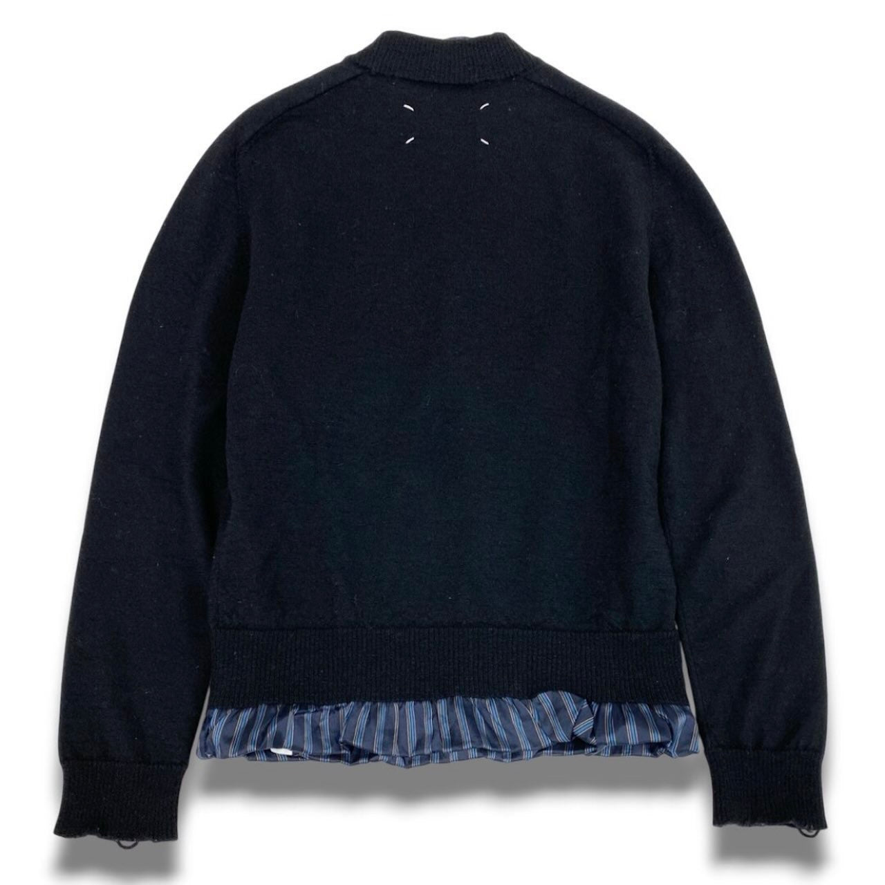 Maison Margiela メゾン マルジェラ 2021AW デストロイ加工 レイヤード ニットセーター 4つタグ ブラック ウール / ポリエステル / アセテート セーター メンズ ABP