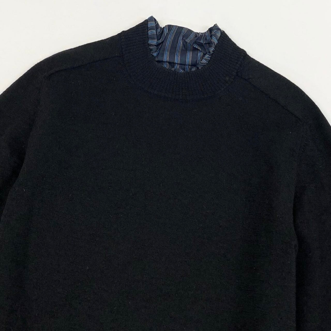 Maison Margiela メゾン マルジェラ 2021AW デストロイ加工 レイヤード ニットセーター 4つタグ ブラック ウール / ポリエステル / アセテート セーター メンズ ABP