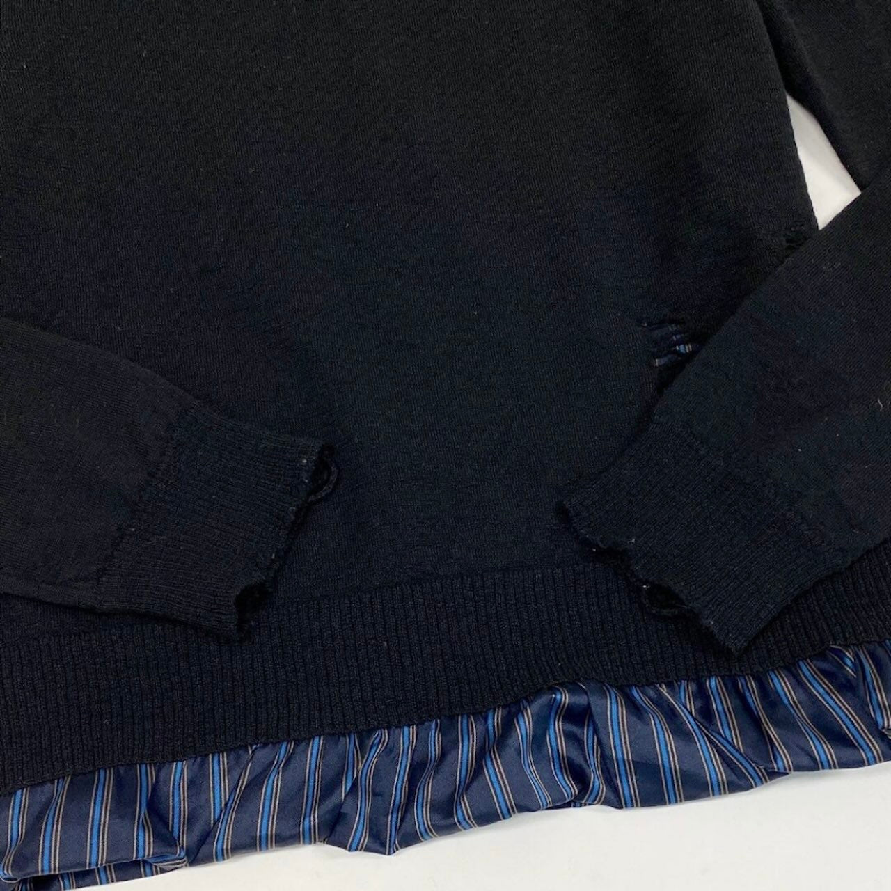 Maison Margiela メゾン マルジェラ 2021AW デストロイ加工 レイヤード ニットセーター 4つタグ ブラック ウール / ポリエステル / アセテート セーター メンズ ABP