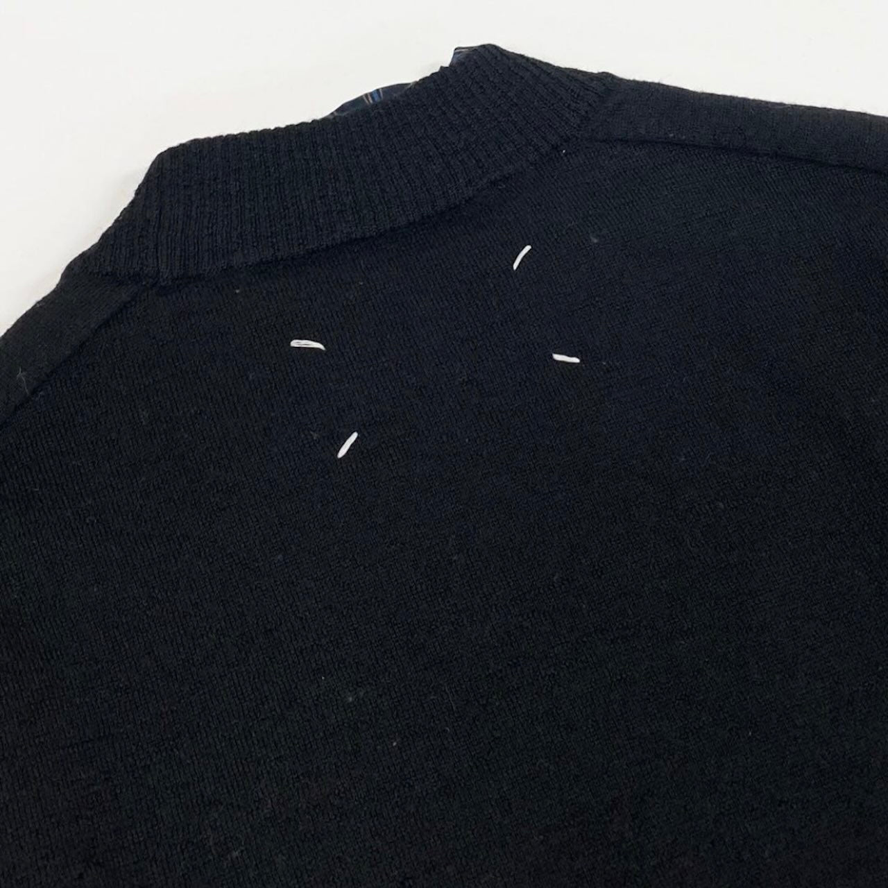 Maison Margiela メゾン マルジェラ 2021AW デストロイ加工 レイヤード ニットセーター 4つタグ ブラック ウール / ポリエステル / アセテート セーター メンズ ABP